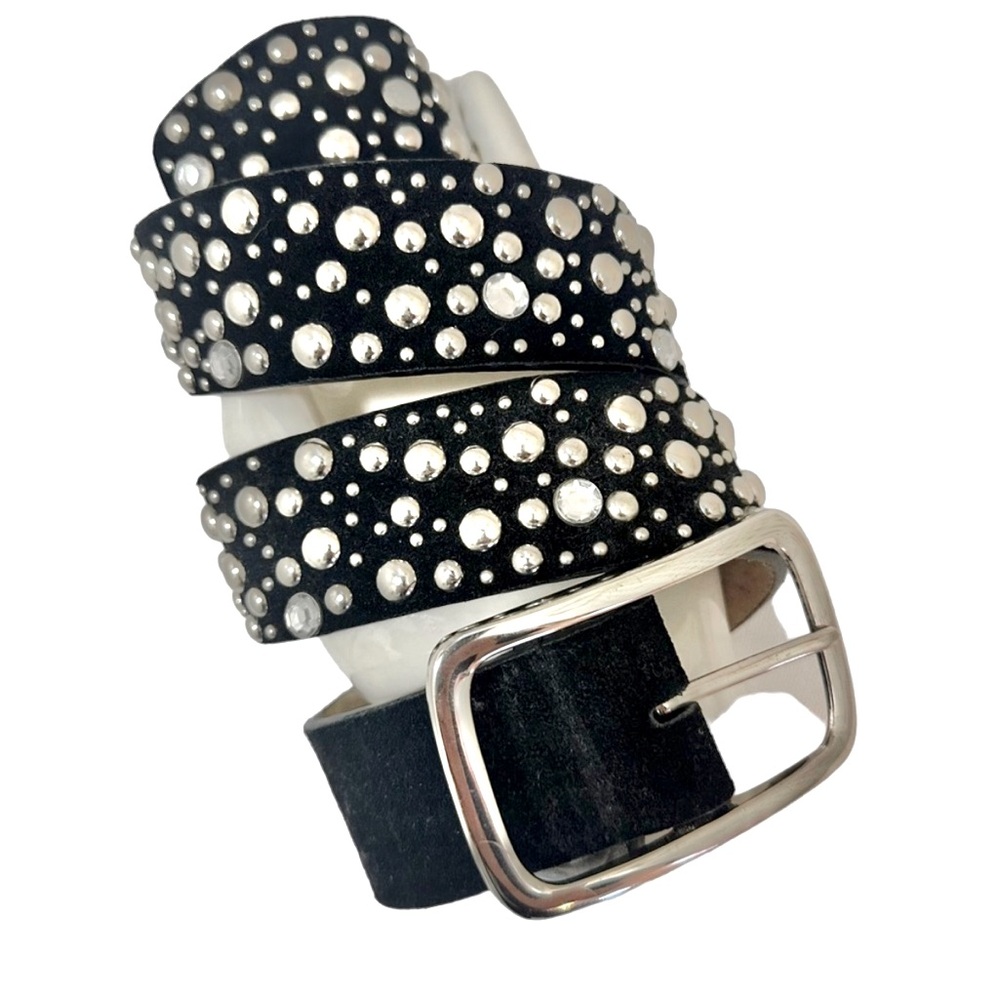 Silver Studded Belt on Black Suede by American Vintage Size Small